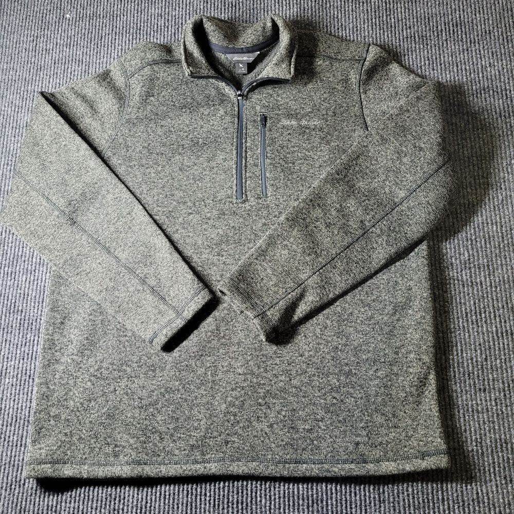 Eddie Bauer Sweater Mens Medium Long Sleeve 1/4 Zip Pullover Green Outdoors